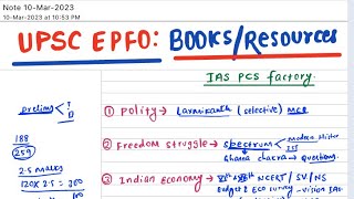 UPSC EPFO APFC AO/EO 2023 Books/Resources