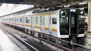 E131系680番台ﾔﾏTN-14編成（線路モニタニング装置付き）が宇都宮駅7番線を普通ワンマン黒磯行きとして発車する動画（2024.5.26）