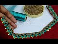 Hand embroidery easy neck design for beginners|kurti neck embroidery design with lavangam stitch