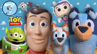 BLUEY Joins Toy Story Buzz Lightyear Woody Forky | Bingo Magic Alien Wand Tea Party Disney Junior 4