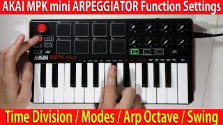 AKAI MPK mini ARPEGGIATOR Function Settings Demo