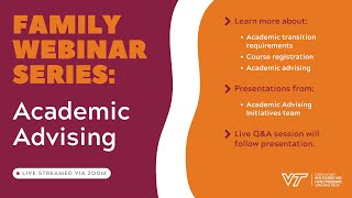 2025 Family Webinar Series: Academic Advising 101 (May 15)