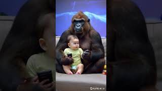 Baby and gorilla intimate moment#gorillababy #cute #animals #gorilla #baby