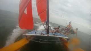 Hobie 16 Nantucket Extreme Sailing. Pitchpoles, Hull Flying, Waves, and Pabst.