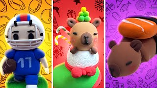 Christmas Capybara Clay, Capybara Sushi Clay, Football Star Clay Crafts | Air-Dry Clay DIY Ideas #13