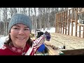 Building the walls for a frame house in the woods in Fairbanks Alaska. #tinyhouse, #alaskaliving