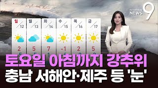 [날씨] 토요일 아침까지 강추위…충남 서해안·제주 등 '눈' [뉴스9]