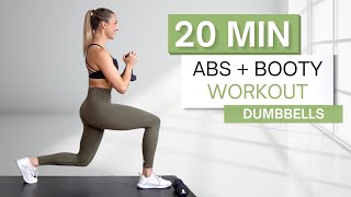 20 min ABS AND BOOTY WORKOUT | With Dumbbells | Legs, Glutes and Core Sculpt