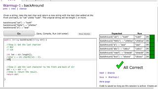 Codingbat - backAround (Java)