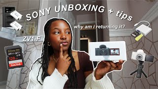 UNBOXING Sony ZV-1F Camera with accessories | ☆ 1-month review + TIPS  (i'm returning it...lol)