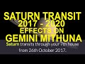 SATURN (SHANI) TRANSIT 2017- 2020 IN SAGITTARIUS, EFFECTS FOR GEMINI (MITHUN RASHI) MOON SIGN