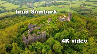 Zřícenina hradu Šumburk. 4K video. DJI Mini 2.