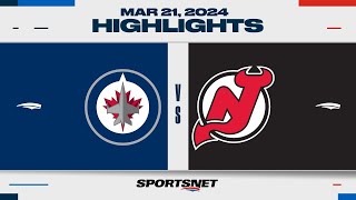 NHL Highlights | Jets vs. Devils - March 21, 2024