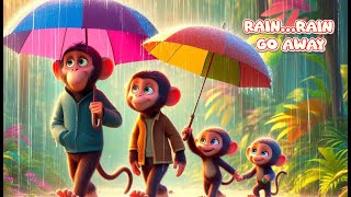 Rain Rain Go Way Song Animal Monkey Version | Nursery Rhymes | Kids Songs | Jungle Bow Rhyme