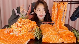 [우앙TV] 연어국수와 연어회 Salmon noodle  [eating show]mukbang korean food