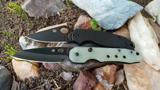 Spyderco Blade HQ Smock Jade G10 TiCN M4 And Knife Center Para 3 Smooth G10 DLC CRUWEAR Exclusives