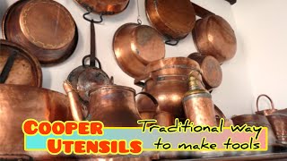 Making copper utensils by hand.