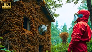 Rescue Mission! White Leopard Stuck in a Cabin, Covered in Bees