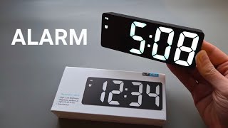How to Set ALARM on LED Digital Clock + Turn ON / Off Alarm - GH0712L LC001 Large Mirror Style