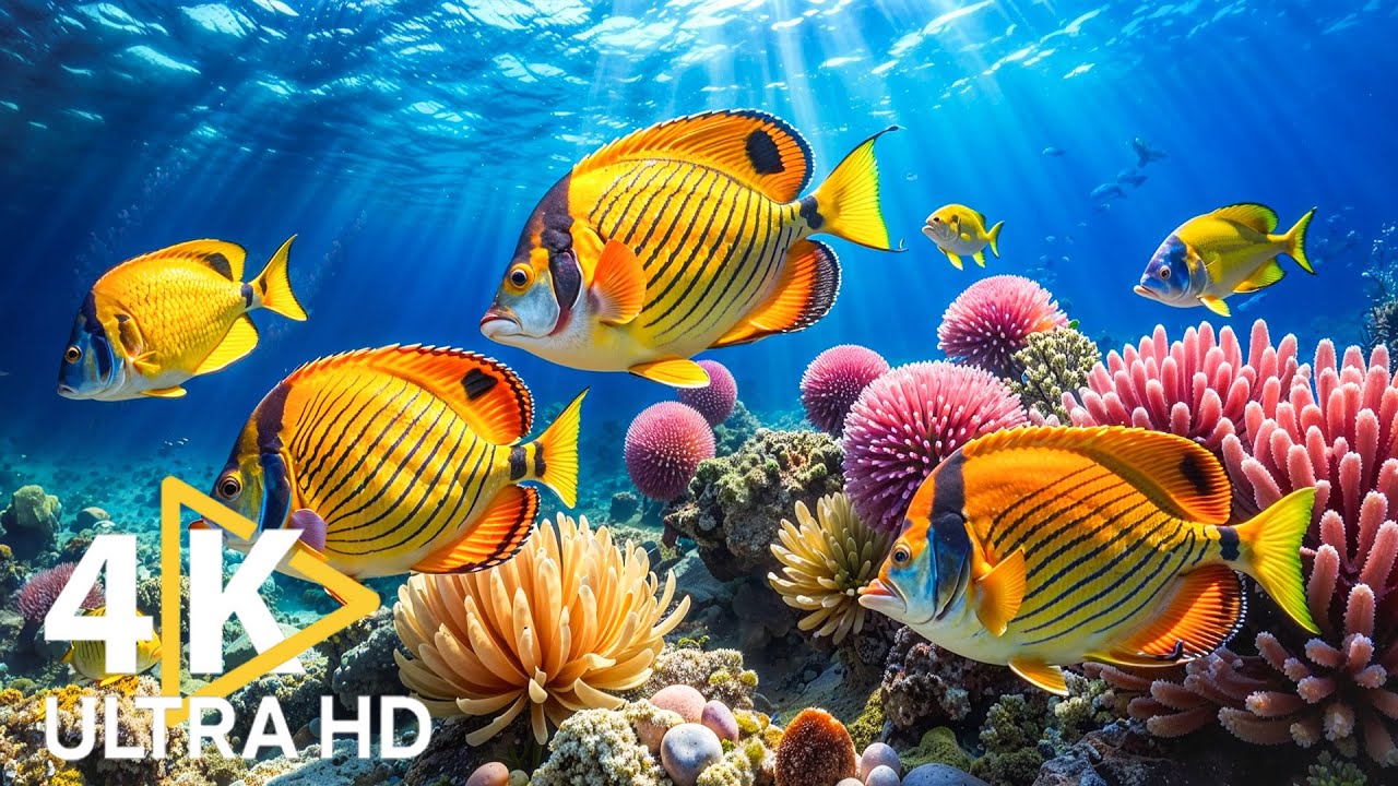 Aquarium 4k Video Ultra Hd Relaxing Music With Colorful Coral Reefs