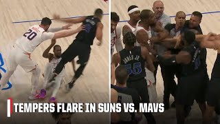 Suns & Mavericks players SEPARATED after tempers flare in Q1 👀 | NBA on ESPN