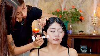 ASMR soft whispering relaxation massage & hair brushing to help you sleep