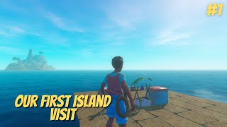 FIRST ISLAND VISIT!  | Raft Survival Gameplay Walkthrough - Part 1