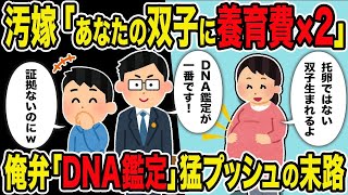 【2ch修羅場スレ】汚嫁「あなたの双子に養育費×２人分」→俺弁「DNA鑑定」猛プッシュの末路