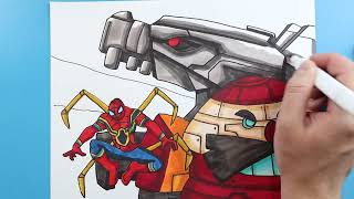 How to Draw IRON SPIDER, EGGMAN MECH, AND MECHAGODZILLA