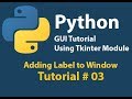 Python GUI: Adding label to window using Tkinter Tutorial# 3