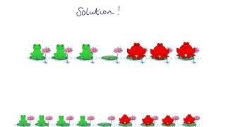 Frogs puzzle: solution for 3, 4 and 5 frogs at each side