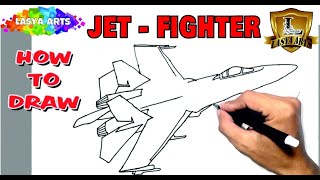 How to Draw Jet Fighter | Draw Fighter Jet Airplane Step by | Fighter Plane Drawing | Lasyachalmeti