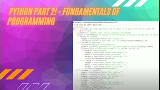 Python : Part 2 - Fundamentals of Python Programming