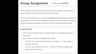 Group Assignment Problem Code: GRPASSN