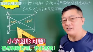 小学图形问题，熟悉蝴蝶定理秒出答案！关注老师提高思维解题能力