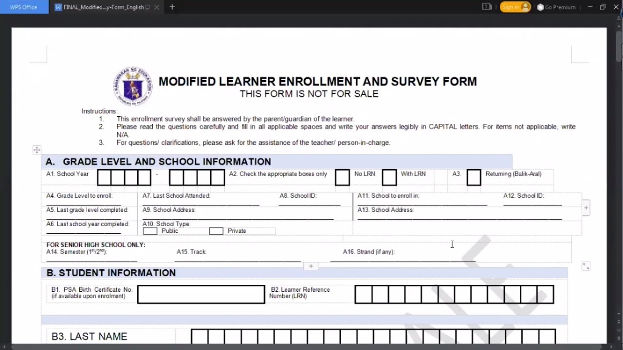 Modified Learner Enrollment And Survey Form | Guide In Filling Up - YouTube