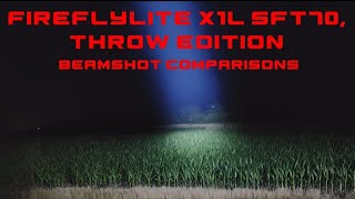 Fireflylite X1L, SFT70 6,500K, LLC59U optic demo., long range, with beamshot comparisons.