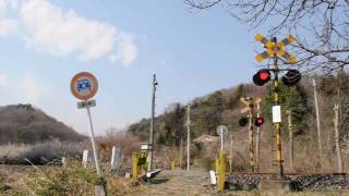 踏切風景 JR烏山線 キハ４０ 穴切踏切 那須烏山市　'10/03/29