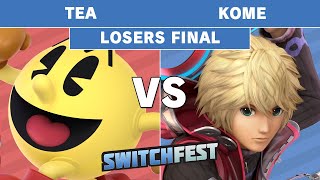 Switchfest 2019 - Tea (Pacman) Vs Kome (Shulk) Losers Finals - Smash Ultimate