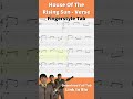 House Of The Rising Sun Fingerstyle Guitar Tab - The Animals