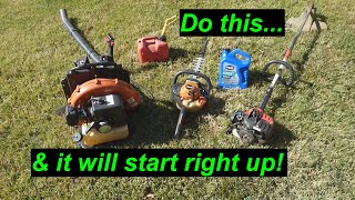 How to Store Small Engine Equipment | Weed Trimmer, Blower, Chainsaw, Tiller for Easy Starts
