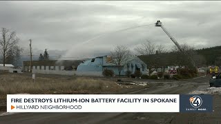 Fire destroys lithium-ion battery facility in Spokane