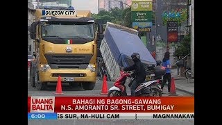 UB: Bahagi ng bagong-gawang N.S. Amoranto Sr. Street, bumigay