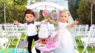 Düğün Partisi için Amerikalı Kız Bebek Spa Günü - PLAY DOLLS aile geleneklerini