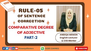 RULES OF SENTENCE CORRECTION | RULE 05 | COMPARATIVE DEGREE OF ADJECTIVE (PART-2)