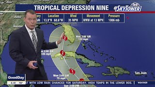 Tropical Depression 9 forms in Caribbean