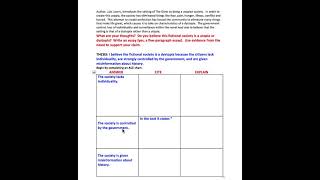 The Giver ACE Chart