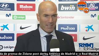 Rueda de prensa de ZIDANE post Atlético de Madrid 0-0 Real Madrid Jornada 07 (28/09/19)