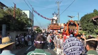 潮来祇園祭２０１４　還御（お山上り）　二体の神輿が素鵞熊野神社に帰ります　その後　五丁目源頼政の山車　８月３日　茨城県潮来市 00008