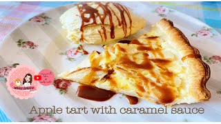 (Tarte flan aux pommes) ทาร์ตแอปเปิ้ล\u0026ซอสคาราเมล French-style apple tart with homemade caramel sauce